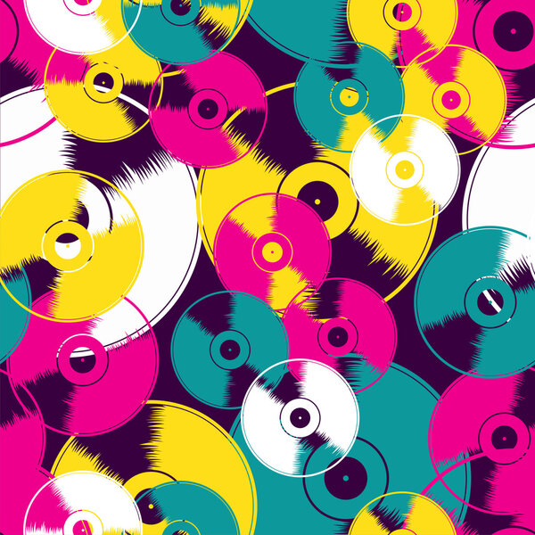 Vinyl retro seamless pattern