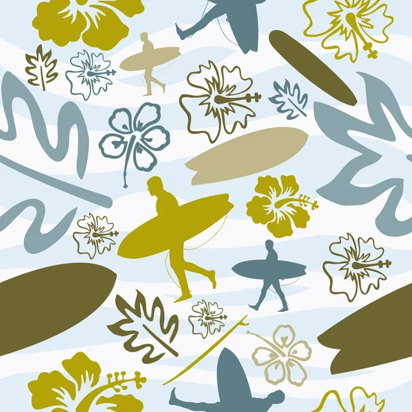 夏のサーフィンのシームレスなパターン — ストックベクタ