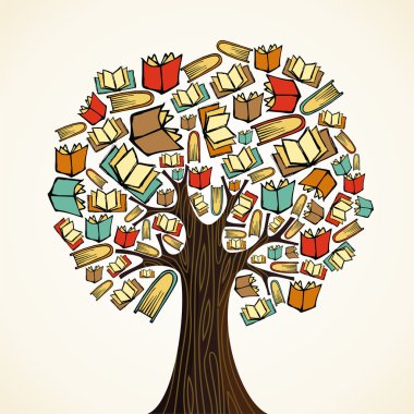 Education concept tree with books clipart