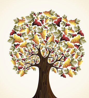 Wine and grapes tree clipart