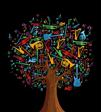 Abstract musical tree made with instruments
