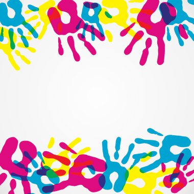 Multicolor diversity hands background clipart