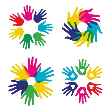 Multicolor diversity hands set clipart