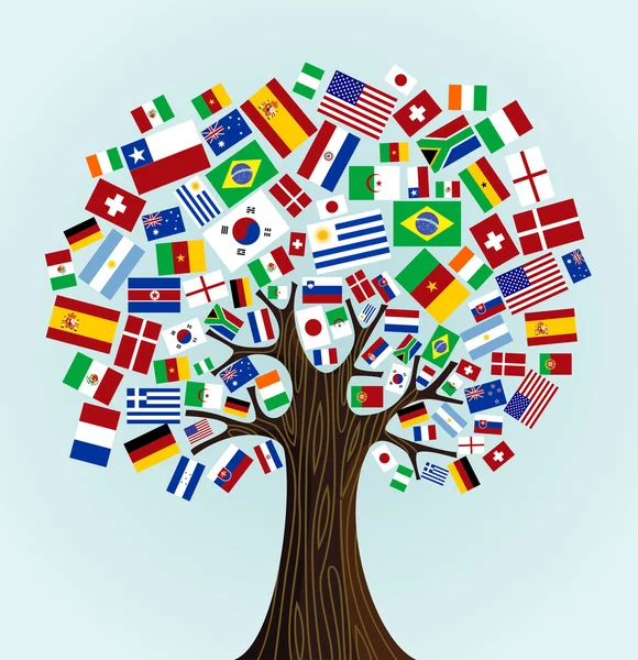 Árbol de banderas del mundo — Vector de stock