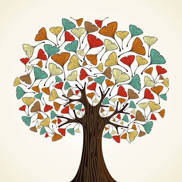 Абстрактное осеннее дерево гинкго
