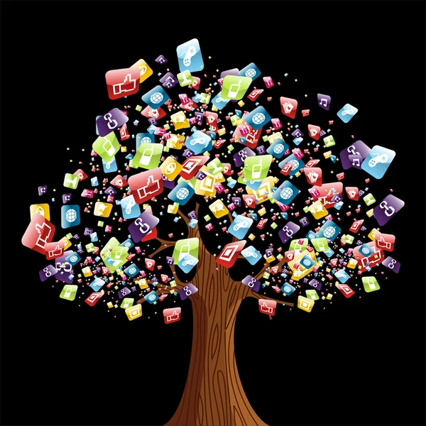 Smart phone application tree — Stok Vektör