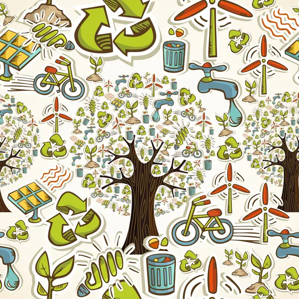 Go Green icons seamless pattern — Stock Vector