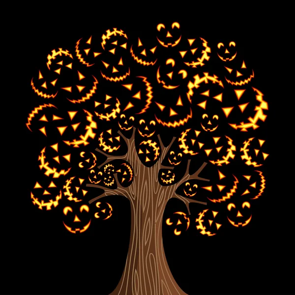 Halloween horreur icônes arbre — Image vectorielle