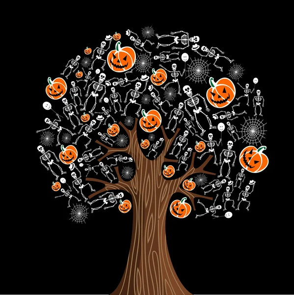 Halloween ikoner träd — Stock vektor
