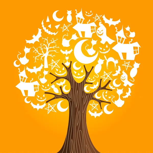 Halloween icônes arbre — Image vectorielle