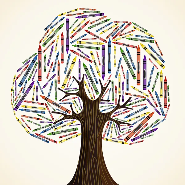 Škola umění vzdělávací koncepce strom — Stockový vektor
