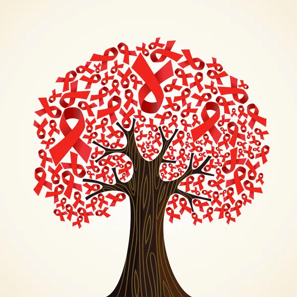 エイズのリボン ツリー — ストックベクタ