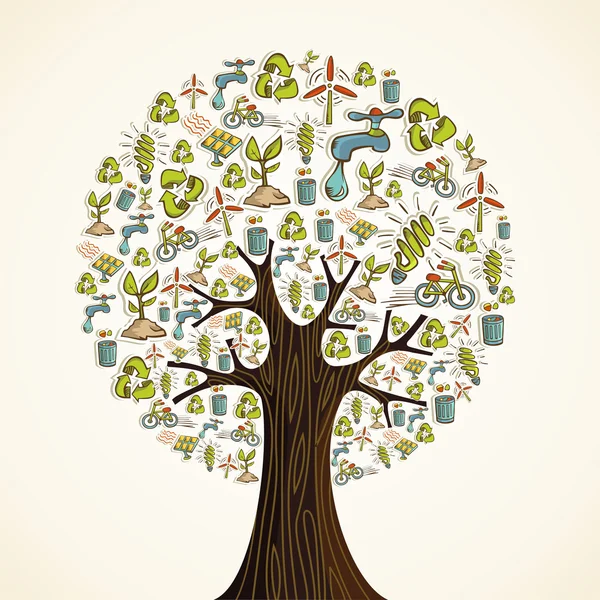 Go árvore ícones verdes — Vetor de Stock