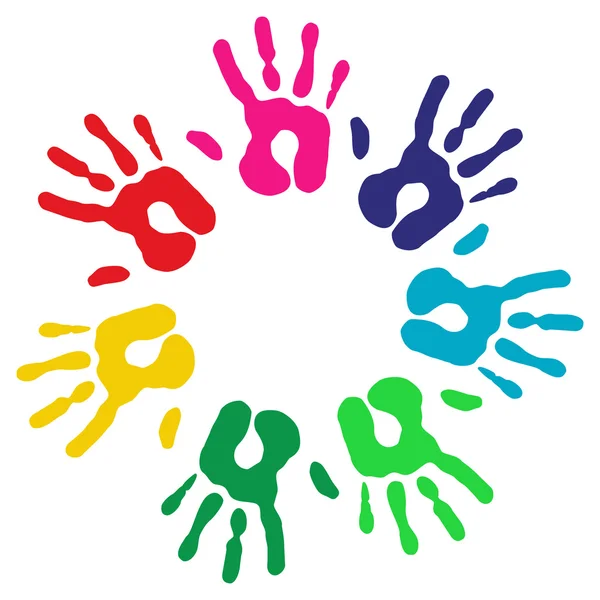Multicolor diversité mains cercle — Image vectorielle