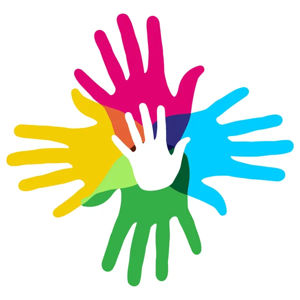 Mains de diversité multicolore — Image vectorielle