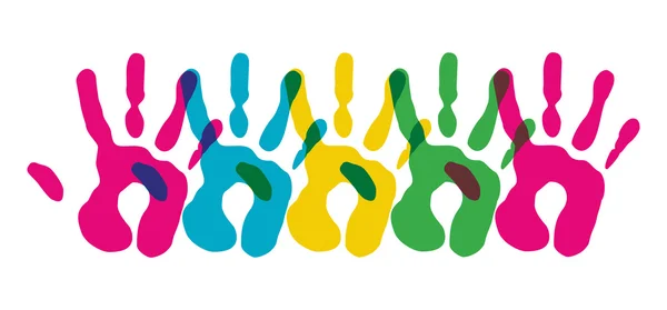 Diversità multicolore mani simbolo — Vettoriale Stock