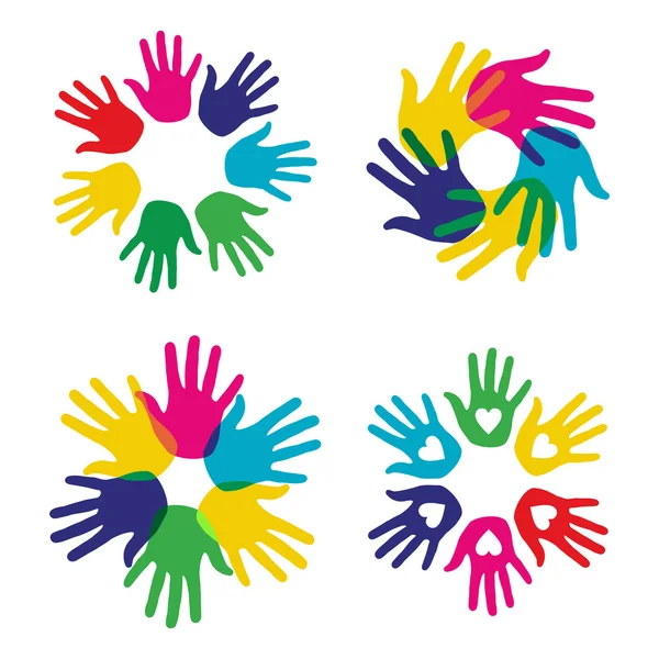 Set mani diversità multicolore — Vettoriale Stock