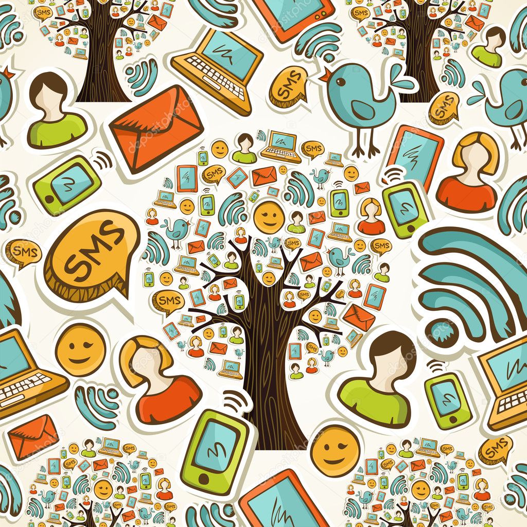 Social media icons tree pattern