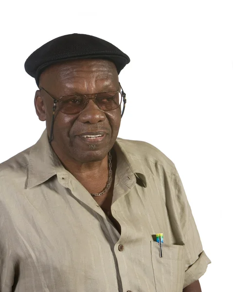 贝雷帽的非洲裔美国老头 — 图库照片