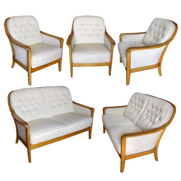 Набір диванів і крісел ізольовані на білому тлі wi — стокове фото