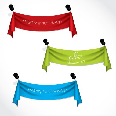 Happy birthday ribbons hanging clipart