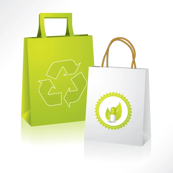 Bio- en eco-paperbags — Stockvector