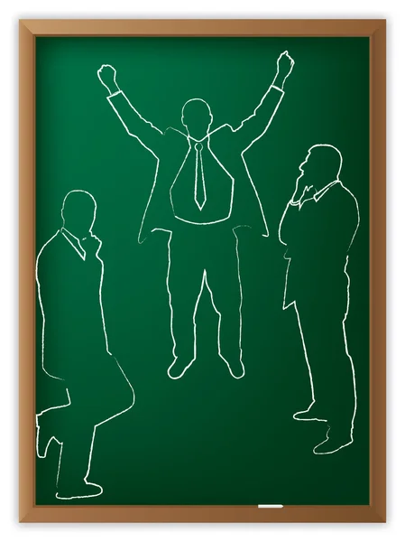 Business man illustrated on blackboard — Stock Vector