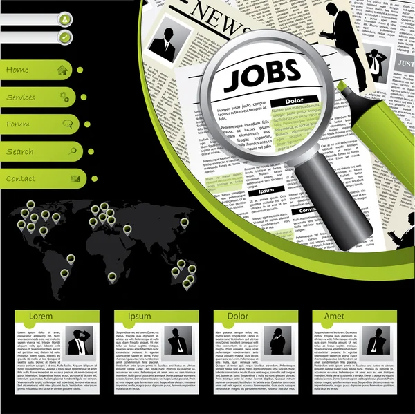 Modèle de site de recherche d'emploi — Image vectorielle