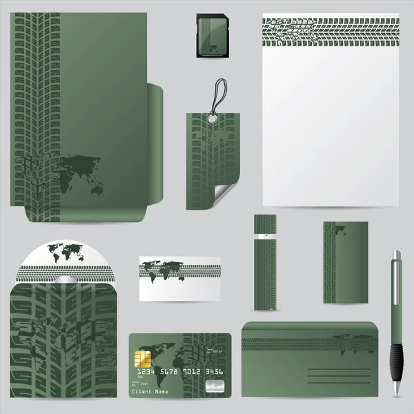 Ensemble vecteur stationnaire vert — Image vectorielle