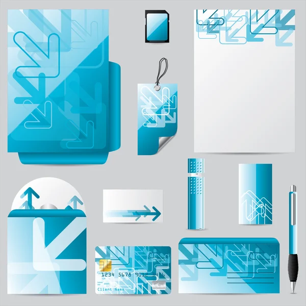 Stationary business set with arrows — Stock Vector