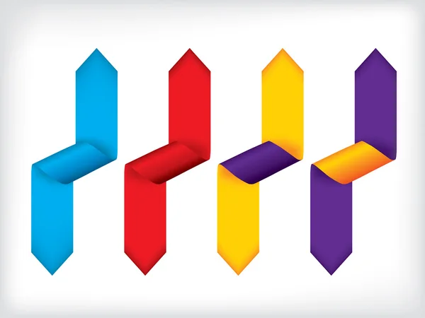 Dört renkli bükülmüş şerit kümesi — Stok Vektör