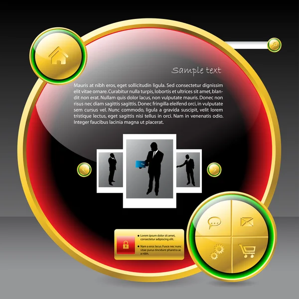 Web sitesi tasarım şablonu parlak düğme şeklinde — Stok Vektör