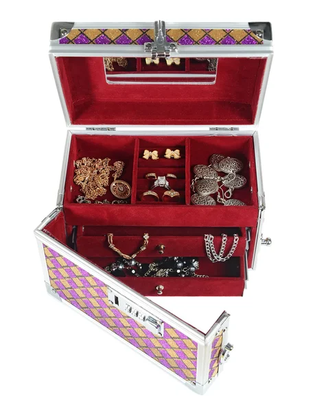Metalowe klatki piersiowej pudełko na biżuterię — Zdjęcie stockowe