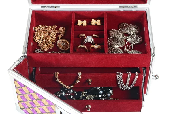 Στήθος μεταλλικό κουτί για κοσμήματα — Φωτογραφία Αρχείου