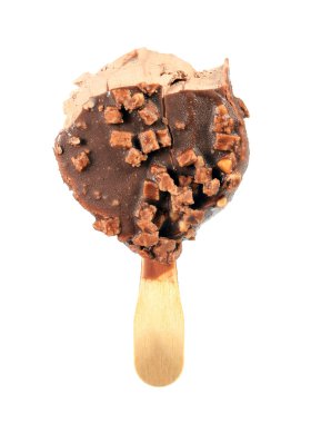 Bitten ice cream with chocolate on a stick clipart