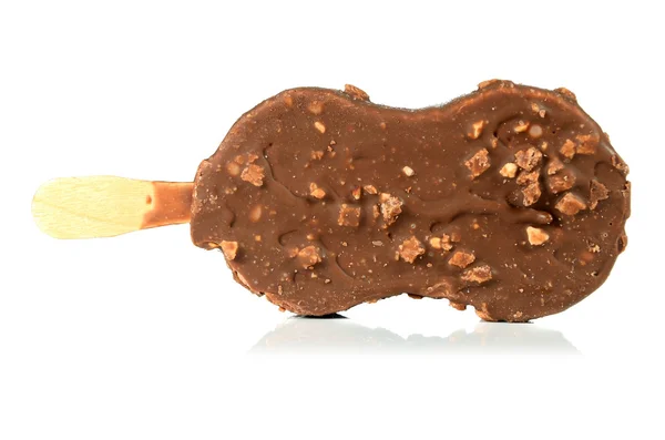 Bitten ice cream with chocolate on a stick — Stock Photo, Image