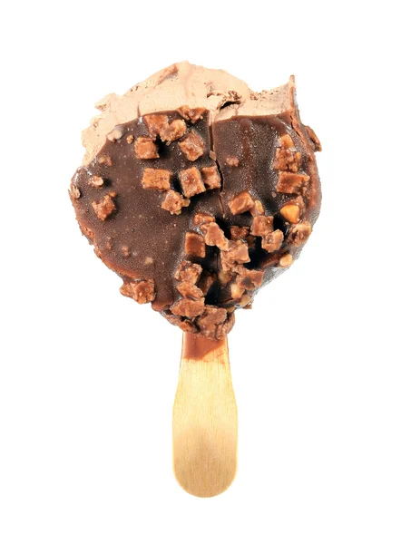 Bitten ice cream with chocolate on a stick — Stock Photo, Image