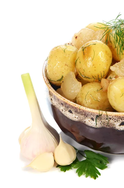 中厚板煮的土豆 — 图库照片