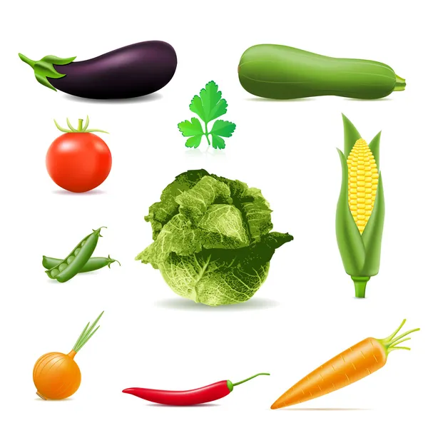 Conjunto de iconos verduras vector ilustración — Archivo Imágenes Vectoriales