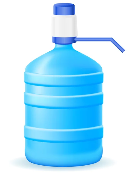 Água na bebida plástica com uma ilustração do vetor da bomba manual — Vetor de Stock