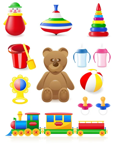 Icono de juguetes y accesorios para bebés y niños — Vector de stock