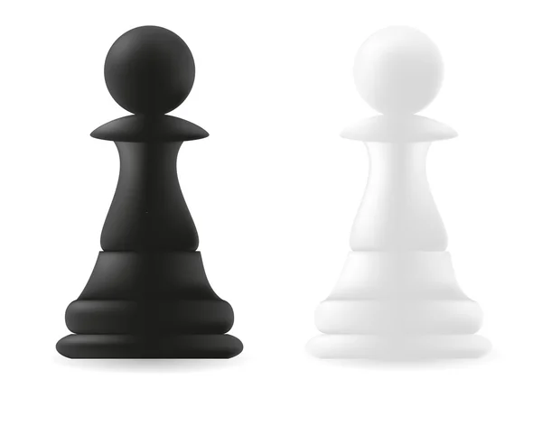 Piyon satranç parça siyah ve beyaz — Stok Vektör
