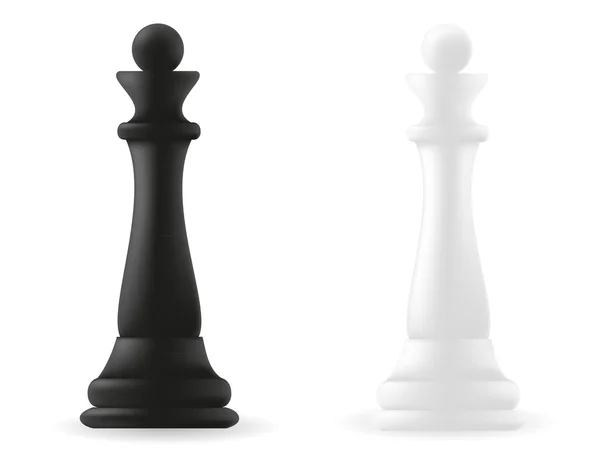 Drottning schack bit svart och vitt — Stock vektor