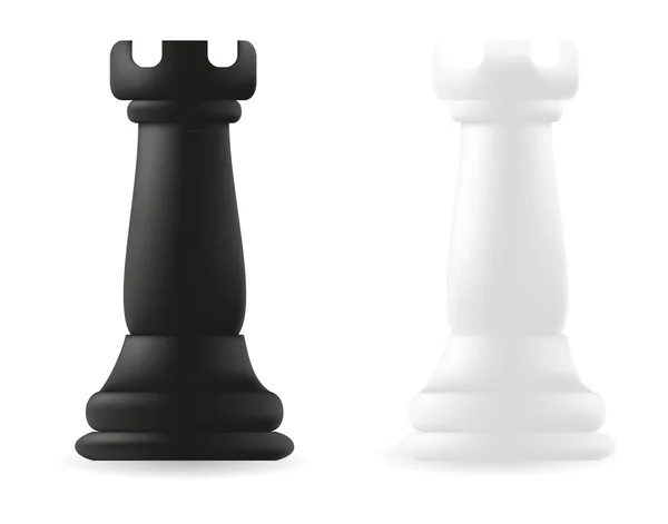 Wieża szachowa kawałek czarno-biały — Wektor stockowy