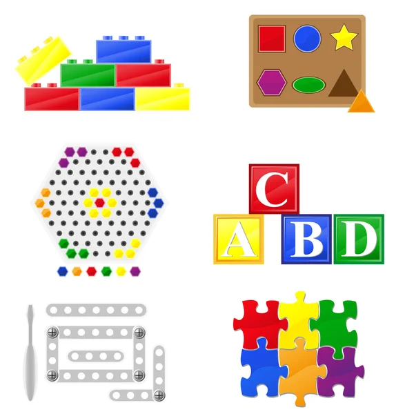 Iconos juguetes educativos para niños — Vector de stock