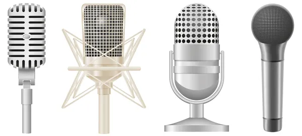 Icon set of microphones vector illustration — Stock Vector