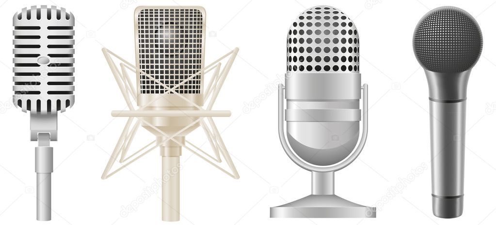 Icon set of microphones vector illustration