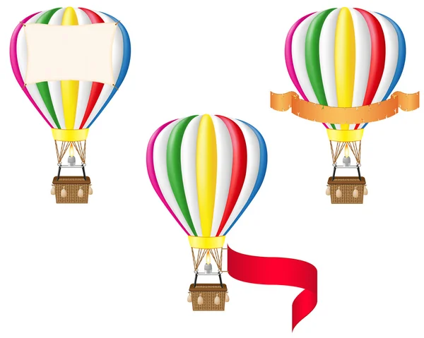 Hot air balloon and blank banner illustration — Stock Photo, Image