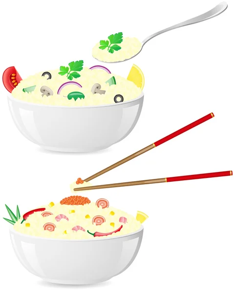Italienischer und asiatischer Reis mit Gemüse Illustration — Stockfoto