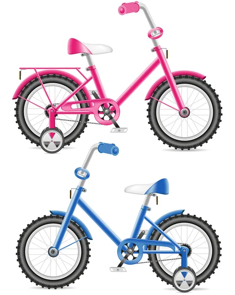Pink and blue kids bicycle illustration — Stock Photo, Image